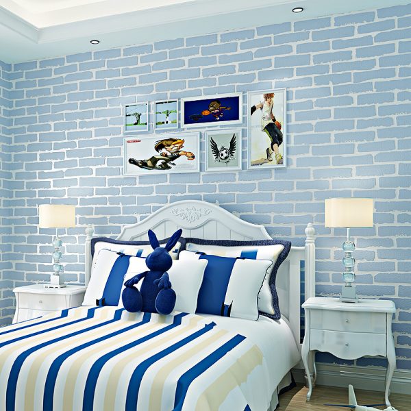 Giấy dán tường giả gạch xanh 3d002 dán phòng ngủ