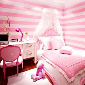 Giấy dán tường sọc hồng 3D005 dán phòng ngủ cho bé