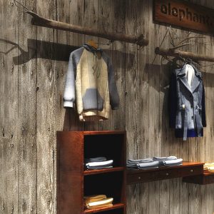 Giấy dán tường giả vân gỗ xám 3D012 dán shop quần áo