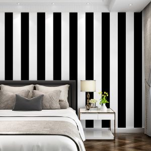 Giấy dán tường sọc đen trắng 3D011 dán phòng ngủ
