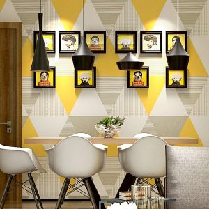 Giấy dán tường họa tiết tam giác hiện đại 3D016 dán quán cafe