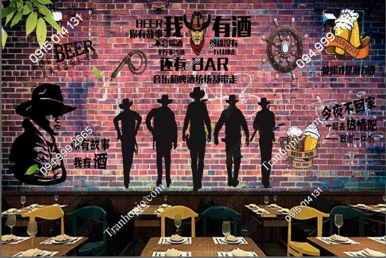 Tranh 3D dán tường quán bia rượu đẹp nhất 20288466