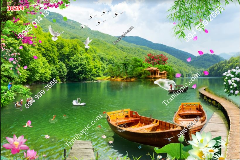 Tranh dán tường 3D phong cảnh dán phòng khách 30254