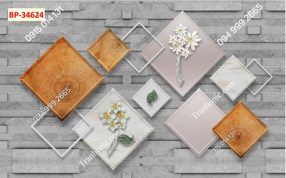 Tranh dán tường hiện đại 5D phòng khách 34624