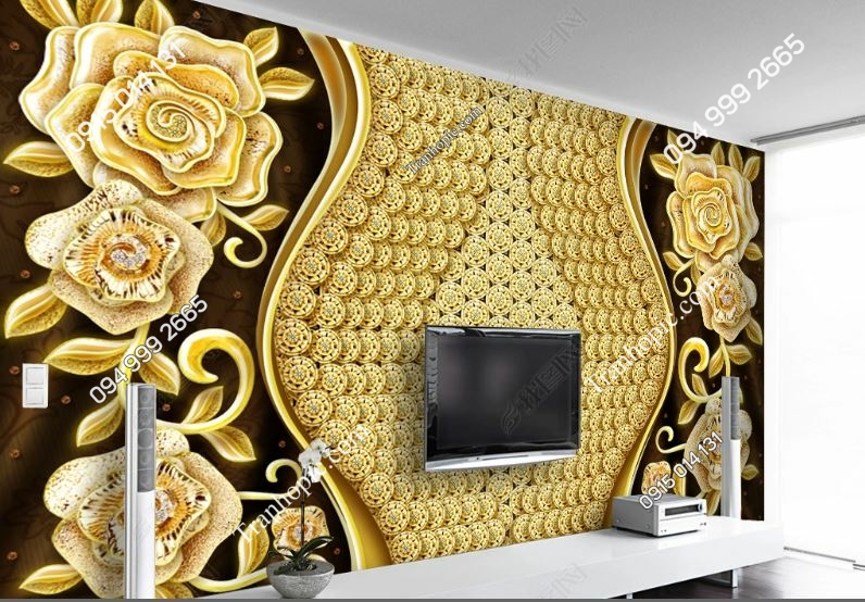 Tranh dán tường hoa 5D giả ngọc dán phòng khách 0572428