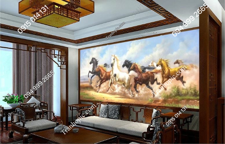 Tranh dán tường mã đáo thành công phong cách thủy mặc 18418143