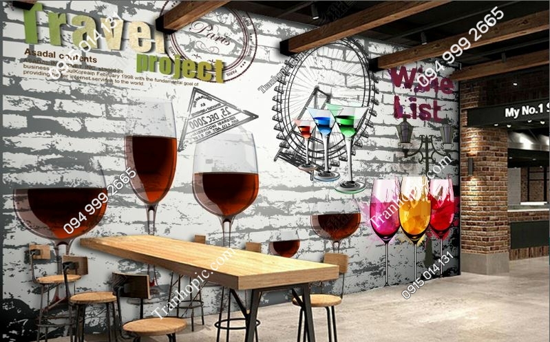 Tranh dán tường quán bar, quán bia rượu đẹp 15273327