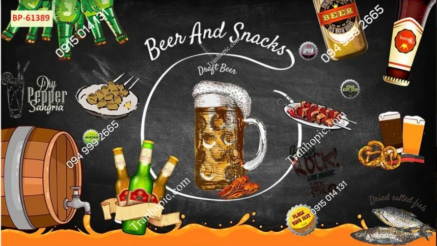 Tranh dán tường quán bia nhậu đồ nướng