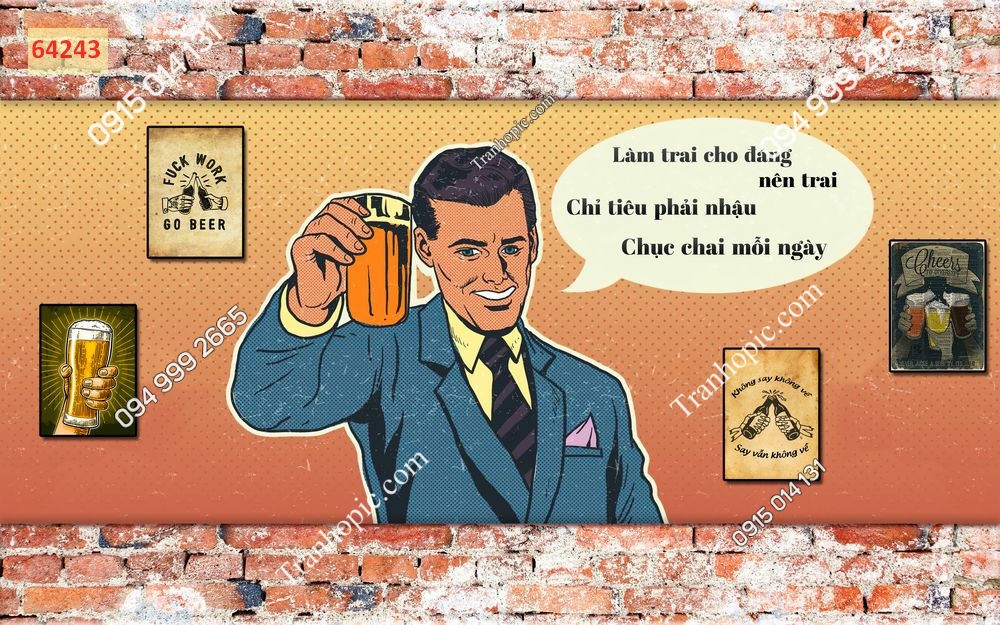 Tranh dán tường quán bia nhậu độc đáo64243