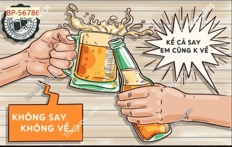 Tranh dán tường quán bia quán nhậu 786