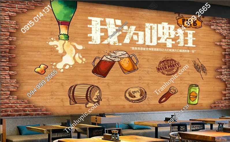 Tranh dán tường quán bia quán rượu đẹp 16711053