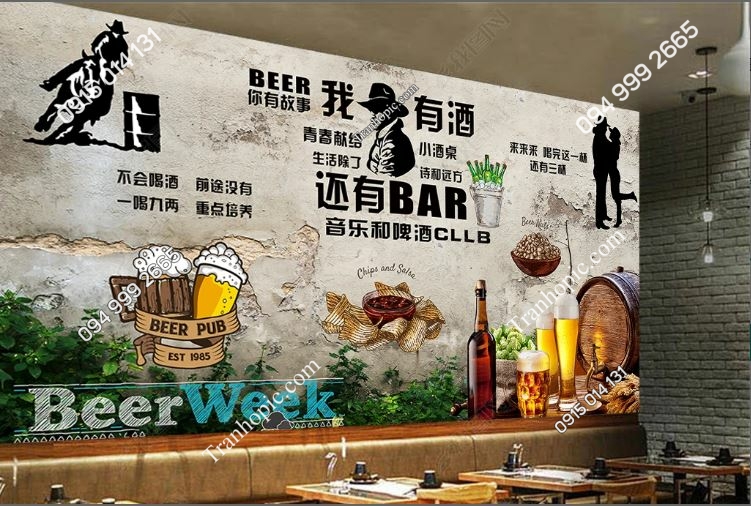 Tranh dán tường quán bia rượu đẹp 18532294