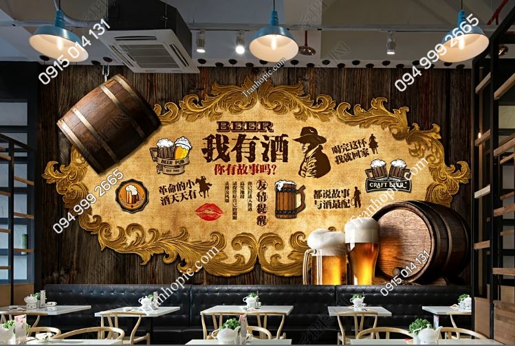Tranh dán tường quán bia rượu, quán nhậu đẹp 17893213