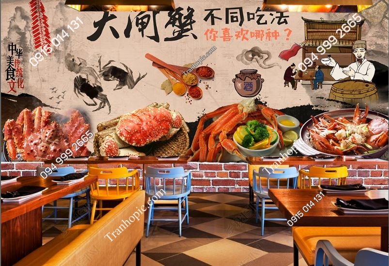 Tranh dán tường quán nhậu hải sản 18703247