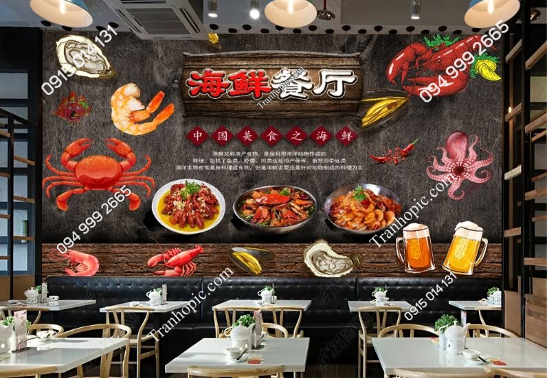 Tranh dán tường quán nhậu hải sản 19203052