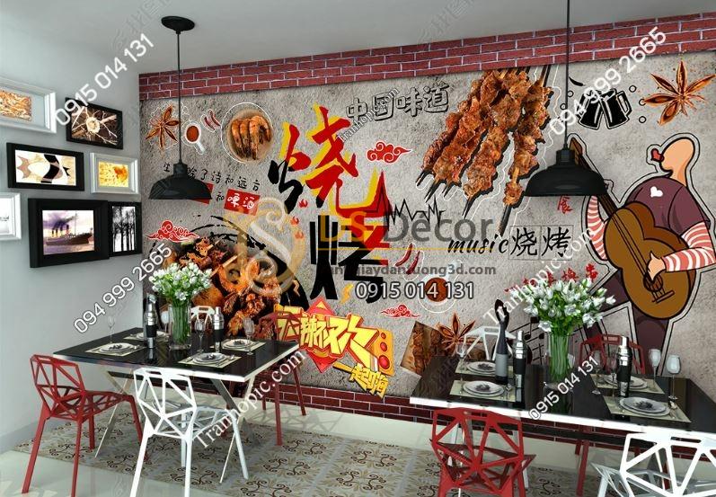 Tranh dán tường quán rượu lẩu nướng đẹp 23734091
