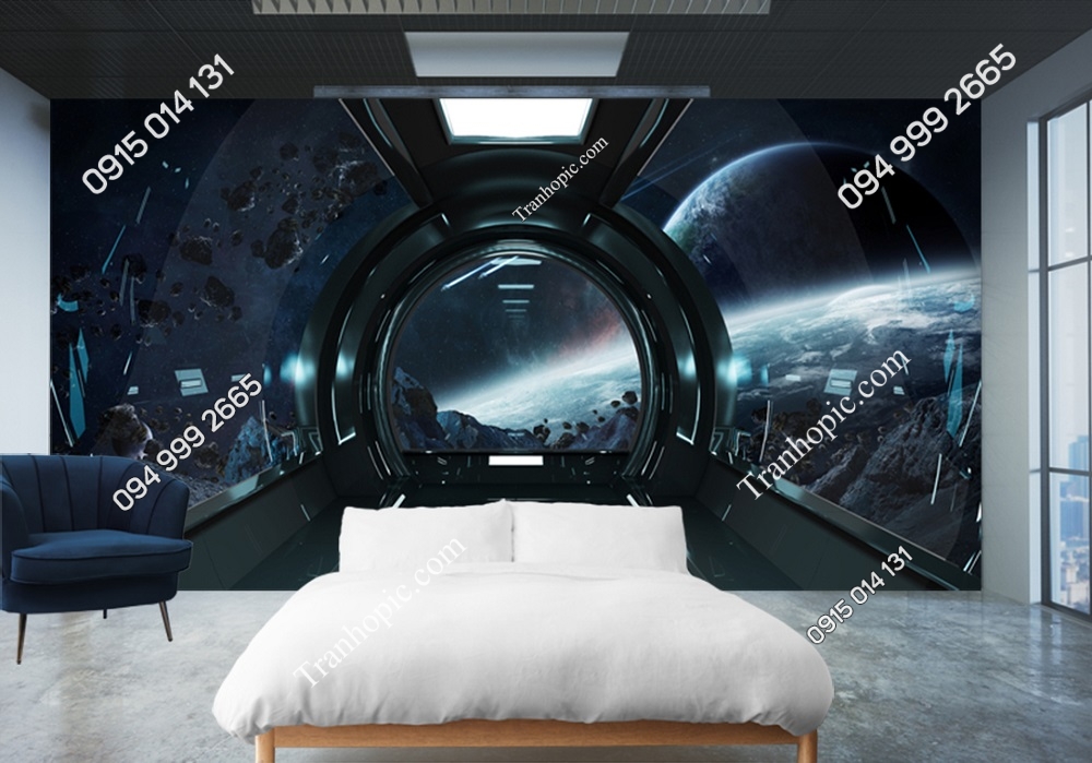 Tranh khoang tàu vũ trụ hình tròn 720989659