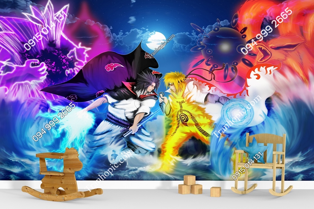 Tranh dán tường 3D Naruto phòng trẻ em 326027