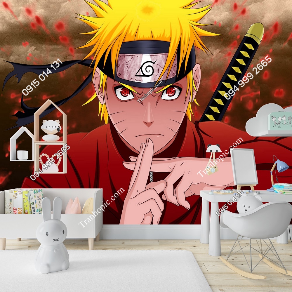 Tranh dán tường 3D Naruto phòng trẻ em 413842