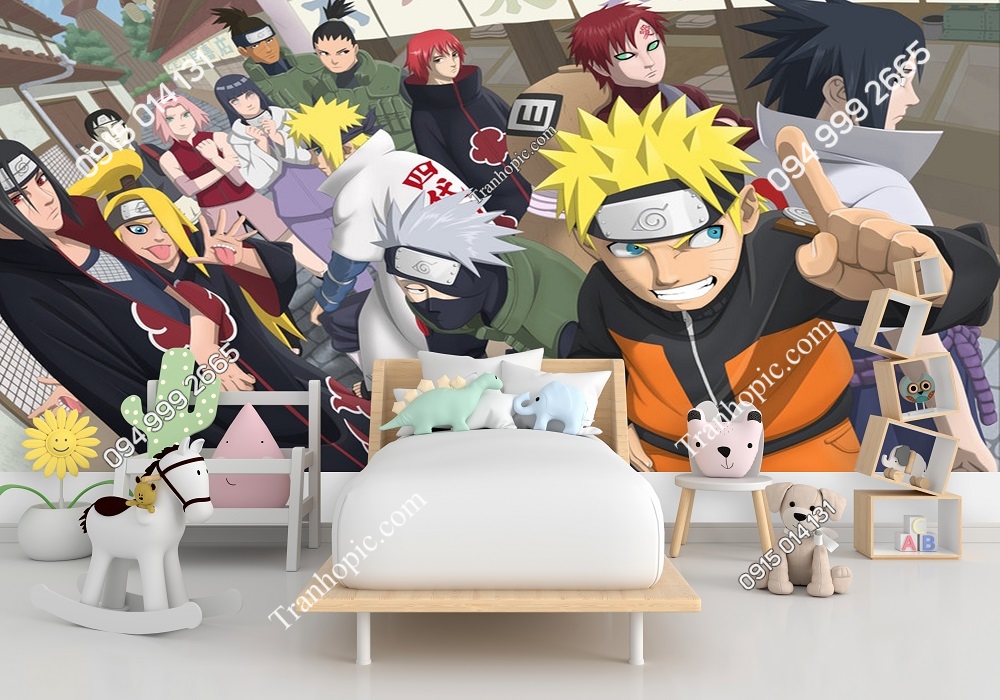 Tranh dán tường 3D Naruto phòng trẻ em 487189