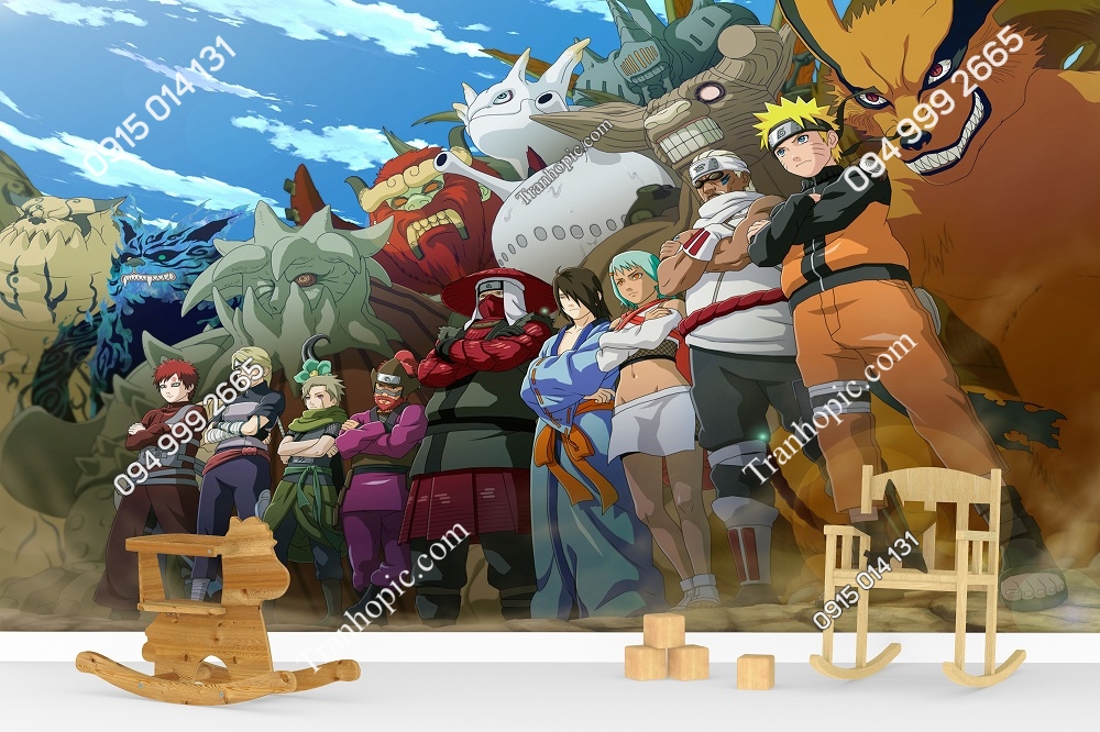 Tranh dán tường 3D Naruto phòng trẻ em 790528