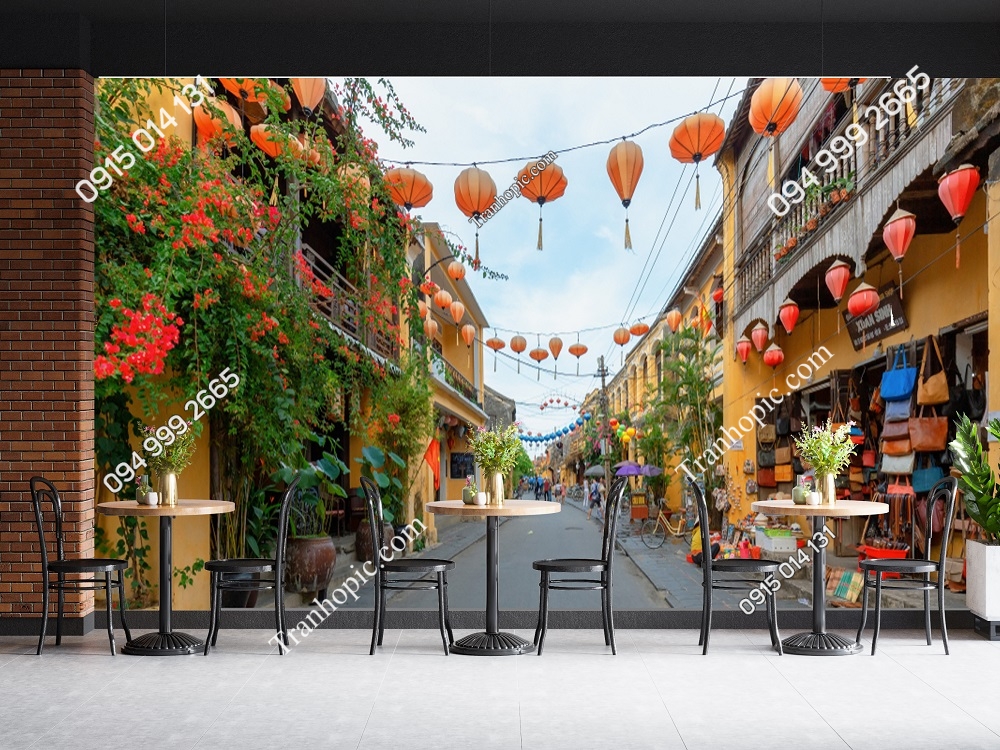 Tranh dán tường 3D đường phố Hội An đẹp 1436673091