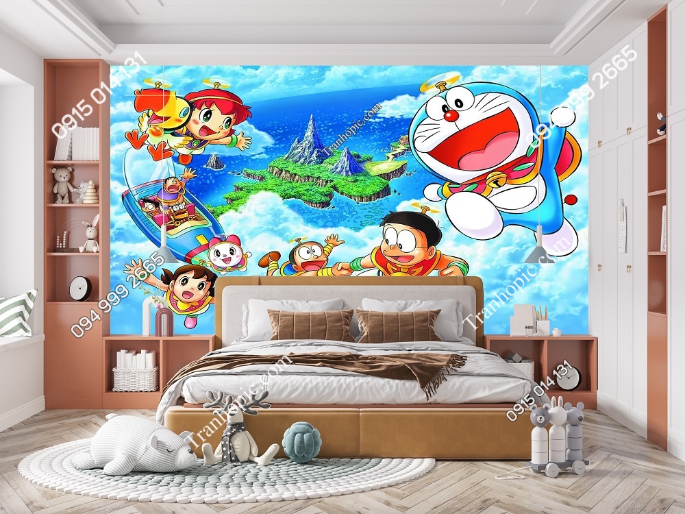 Tranh dán tường 3D nhân vật Doreamon
