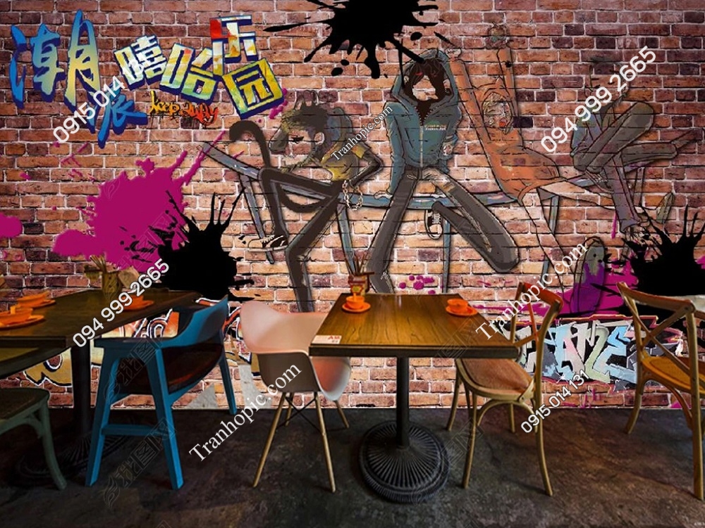Tranh dán tường grafity brick 25632541