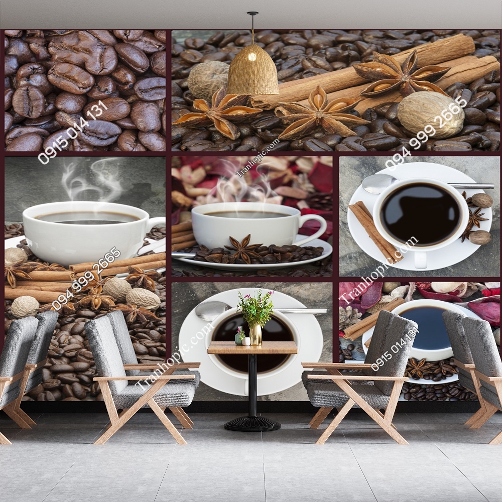 Tranh dán tường hàng quán cafe đẹp độc đáo 2565