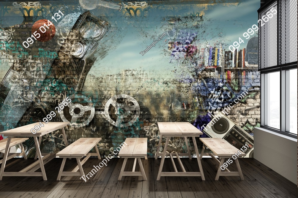 Tranh dán tường họa tiết graffiti 411384508