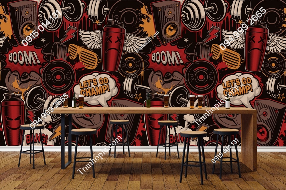 Tranh dán tường kiểu doodle 2297098005