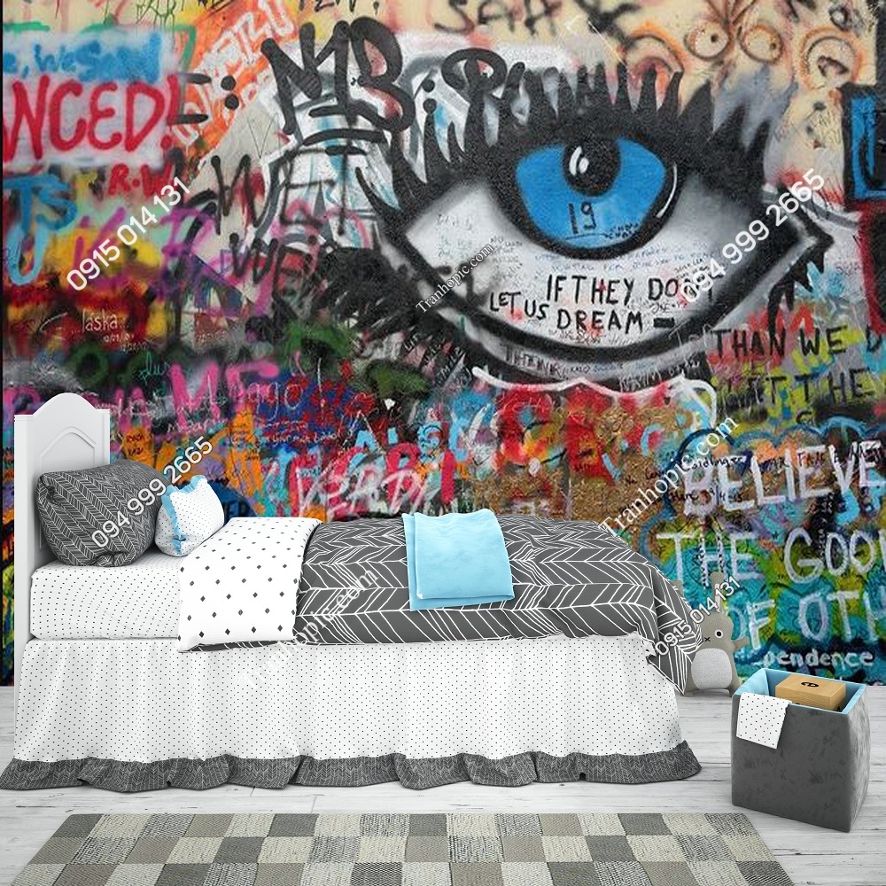 Tranh dán tường kiểu grafity họa tiết con mắt 23696056