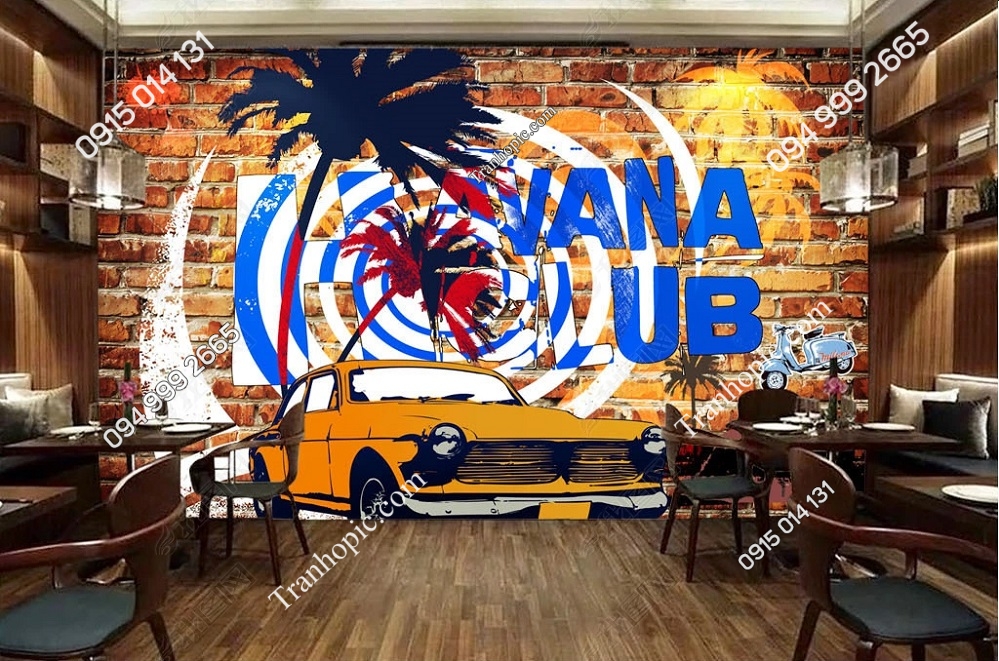 Tranh dán tường nền gạch cam ô tô 25256883