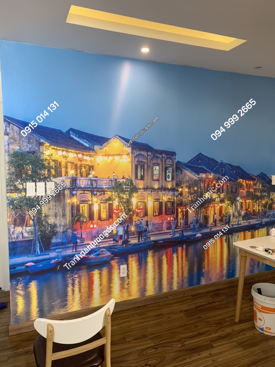 Tranh dán tường phong cảnh Hội An phòng ăn