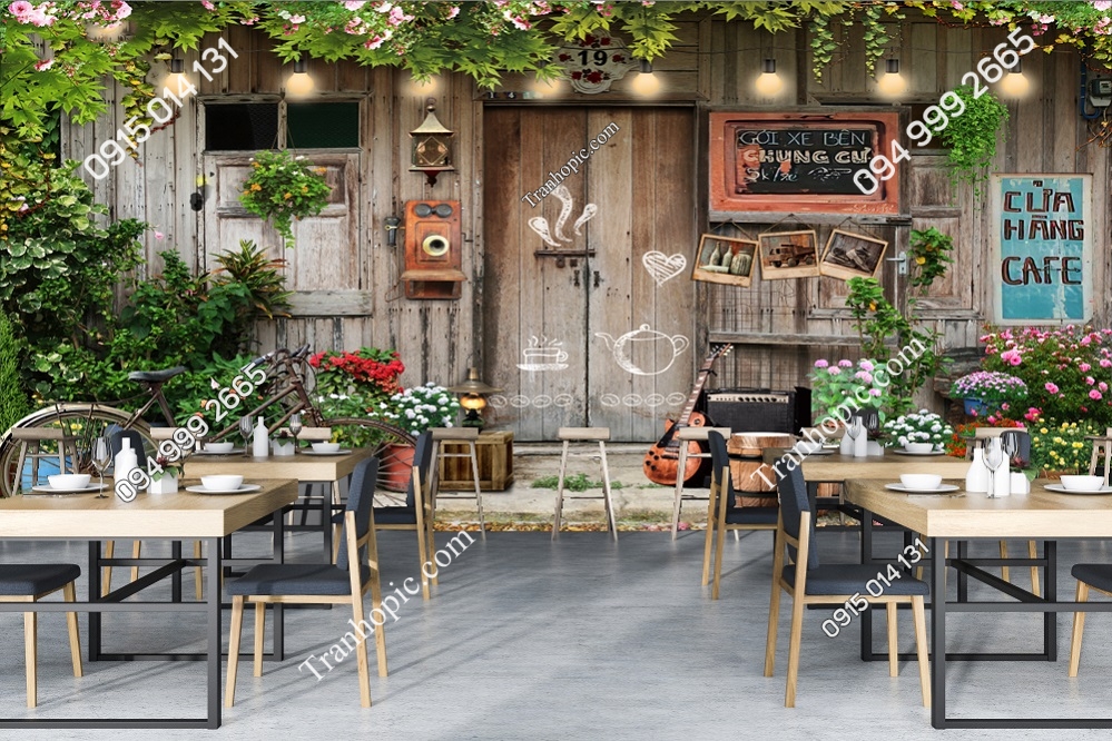 Tranh dán tường quán ăn quán cafe đẹp độc đáo 908