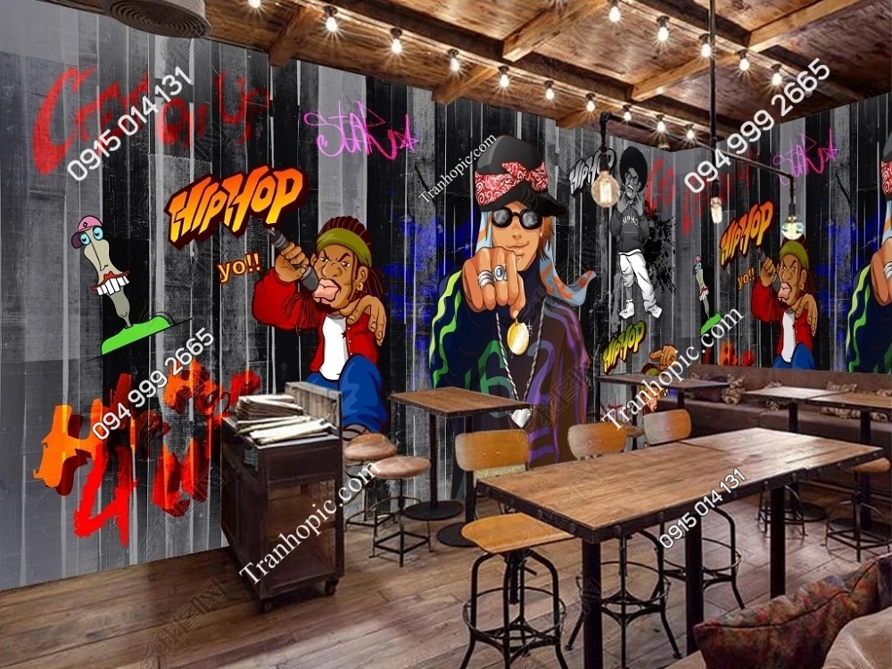 Tranh quán bar họa tiết hip hop 25787527