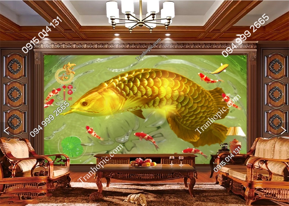 Tranh cá chép vàng dán tường 51651