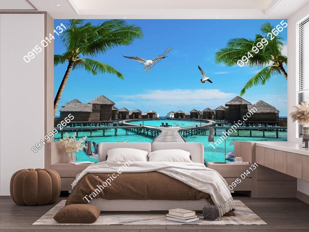 Tranh con đường biển dán phòng ngủ 57045