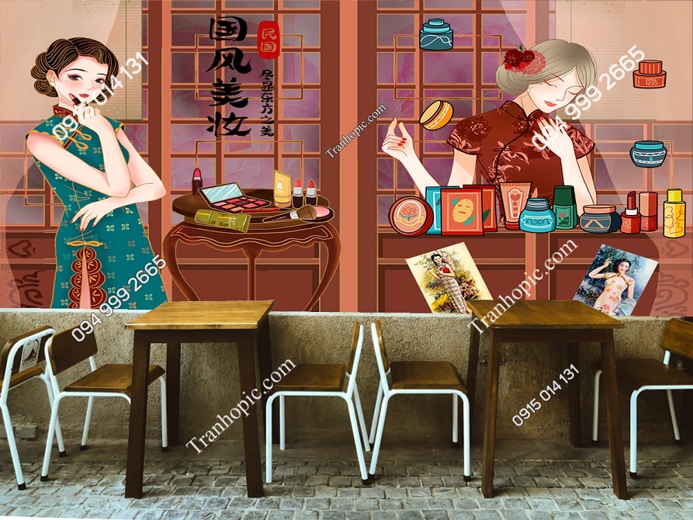 Tranh dán cafe trà sữa kiểu trung hoa 30220420153141095109