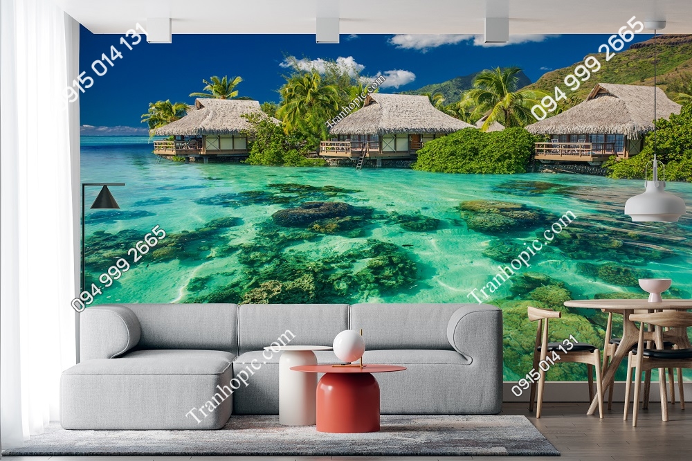 Tranh dán tường biển nước trong vắt 55341