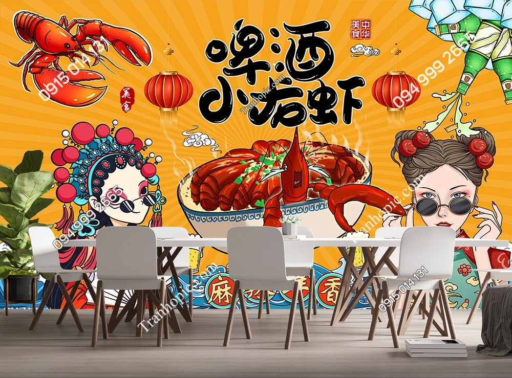 Tranh dán tường kiểu kinh kịch trung hoa 30220228103627486109