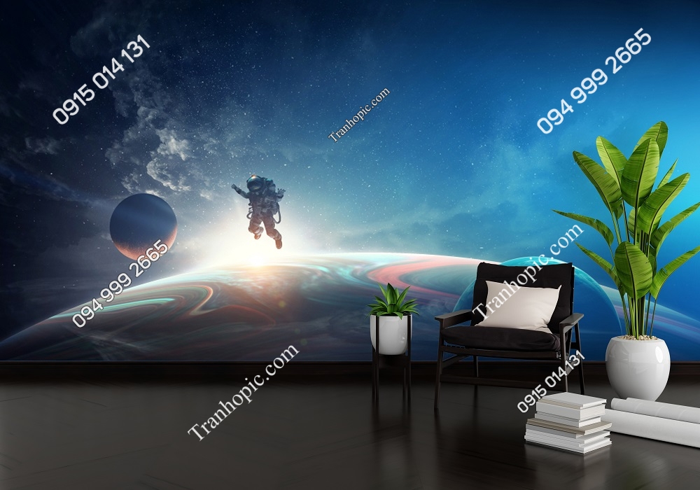 Tranh dán tường phi hành gia ngoài trái đất 2484438982