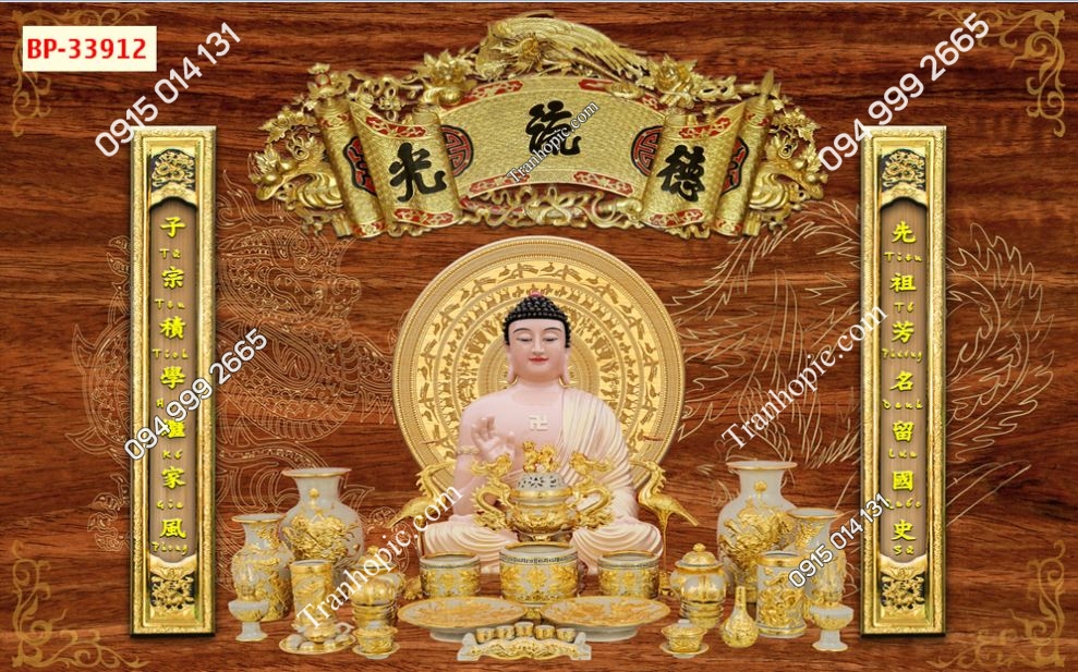 Tranh dán tường phòng thờ mã 33912