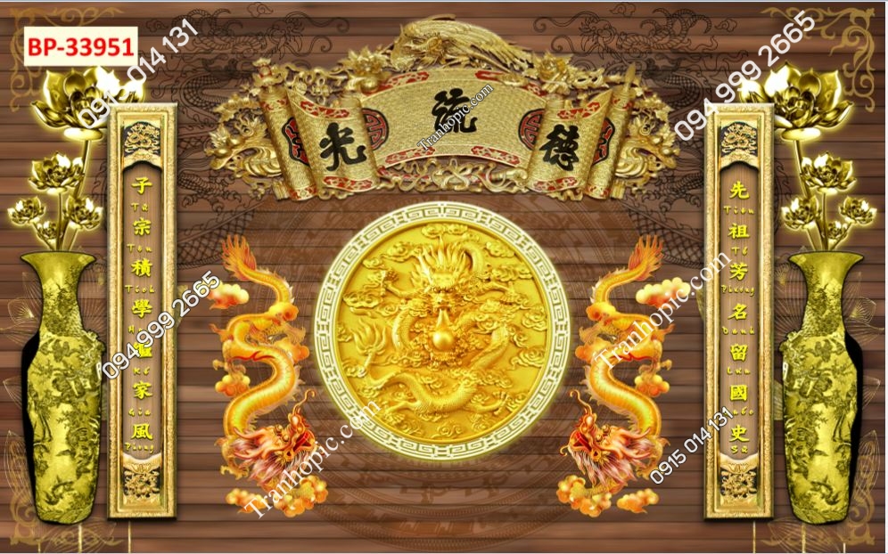 Tranh dán tường phòng thờ mã 33951