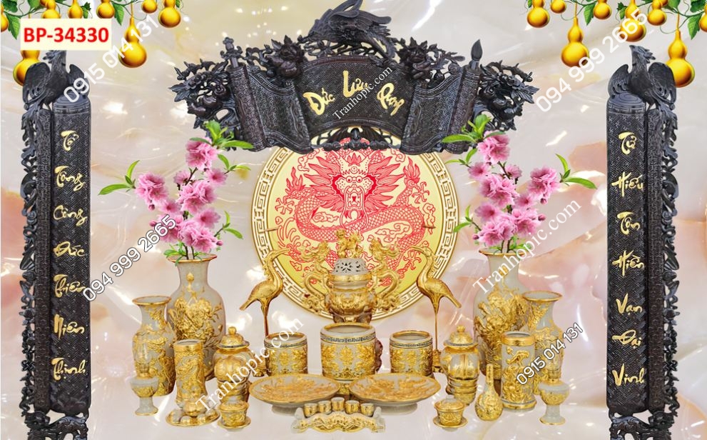 Tranh dán tường phòng thờ mã 34330