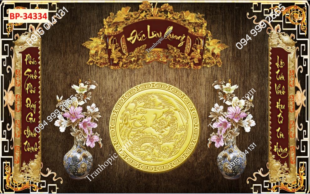 Tranh dán tường phòng thờ mã 34334