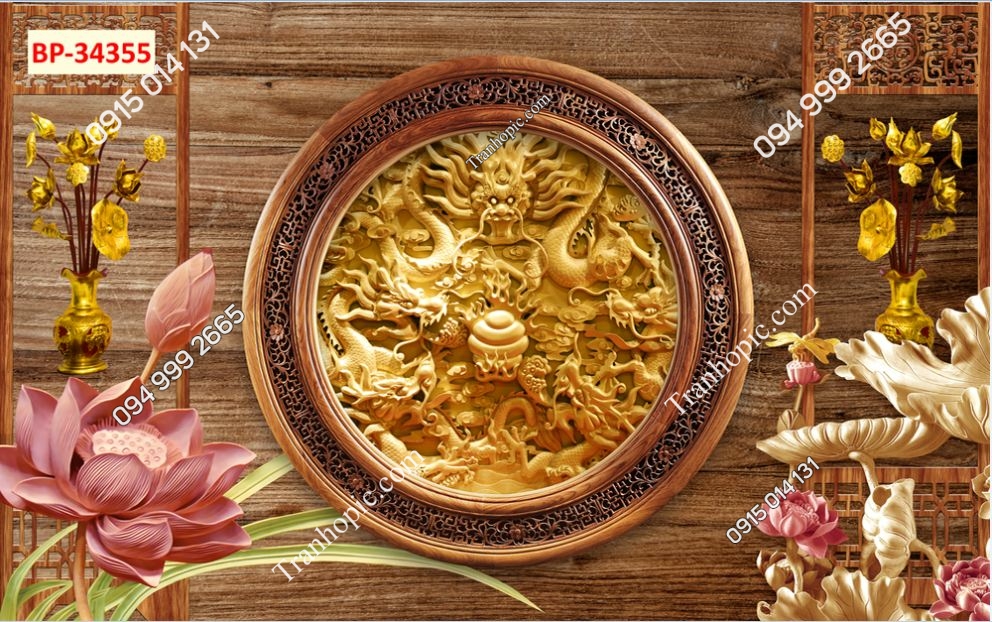 Tranh dán tường phòng thờ mã 34355