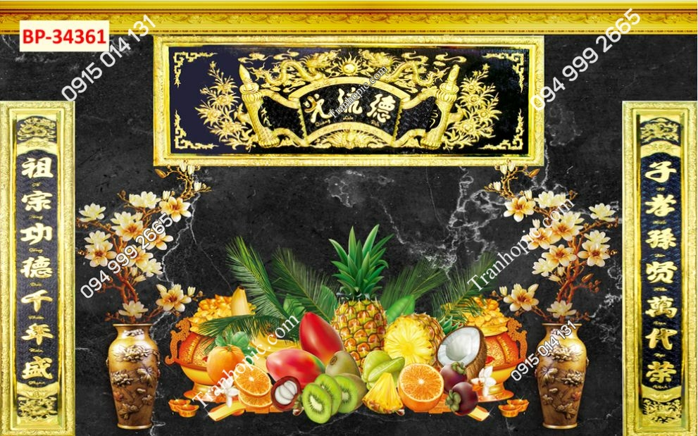 Tranh dán tường phòng thờ mã 34361
