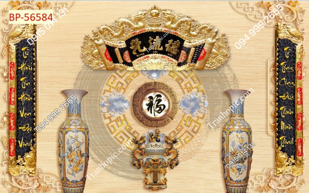 Tranh dán tường phòng thờ mã 56584