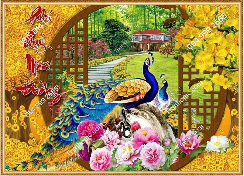 Tranh dán tường phu thê viên mãn phòng ngủ vợ chồng 110